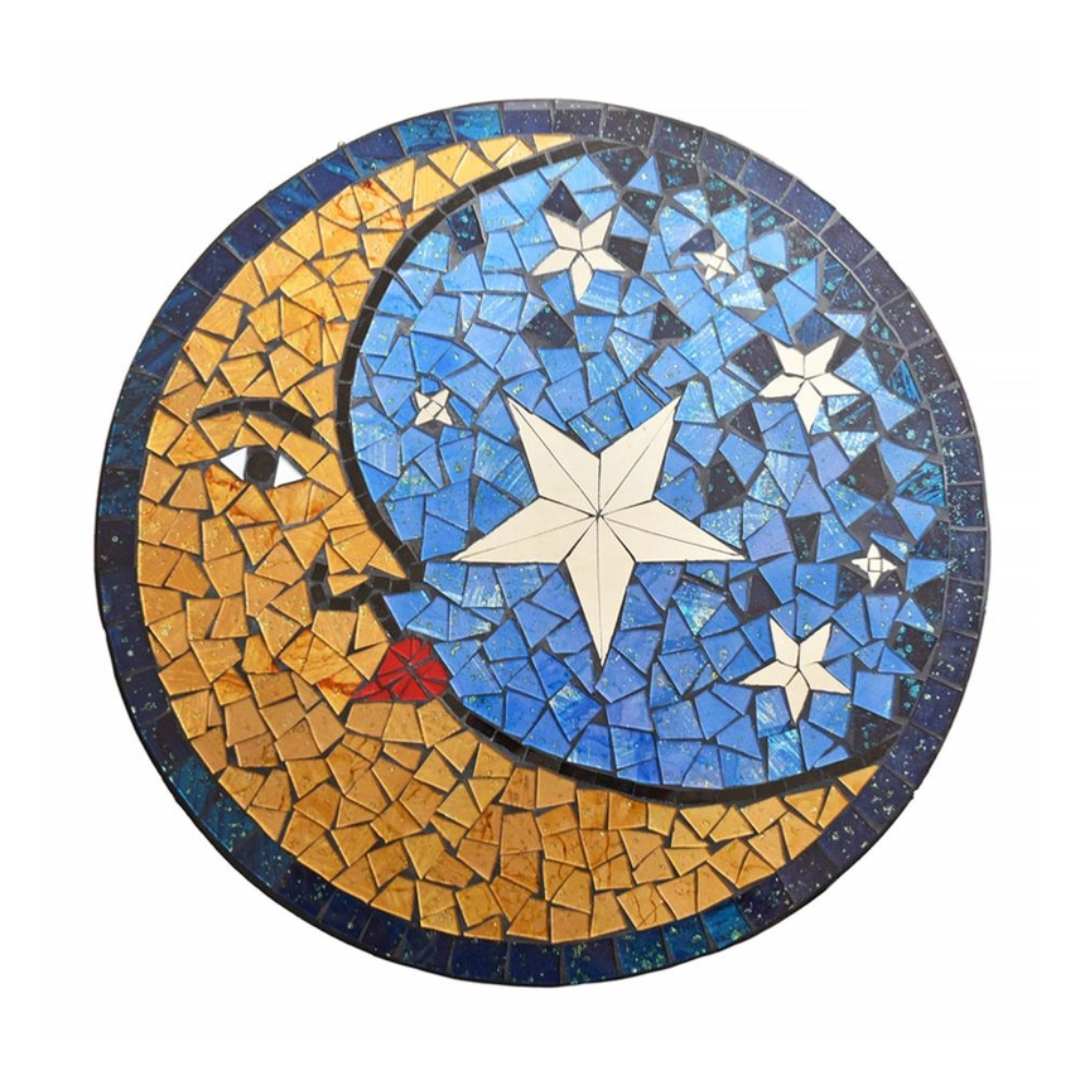 Glass Moon Mosaic Wall Hanging