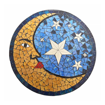 Glass Moon Mosaic Wall Hanging