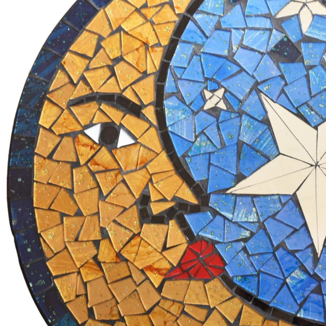 Glass Moon Mosaic Wall Hanging