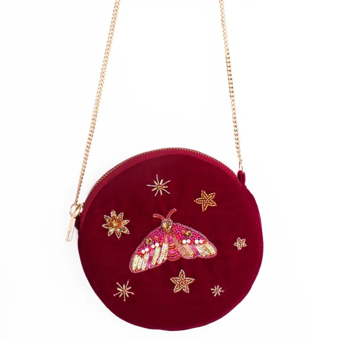 Beaded Moth Round Bag