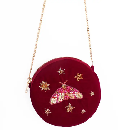 Beaded Moth Round Bag