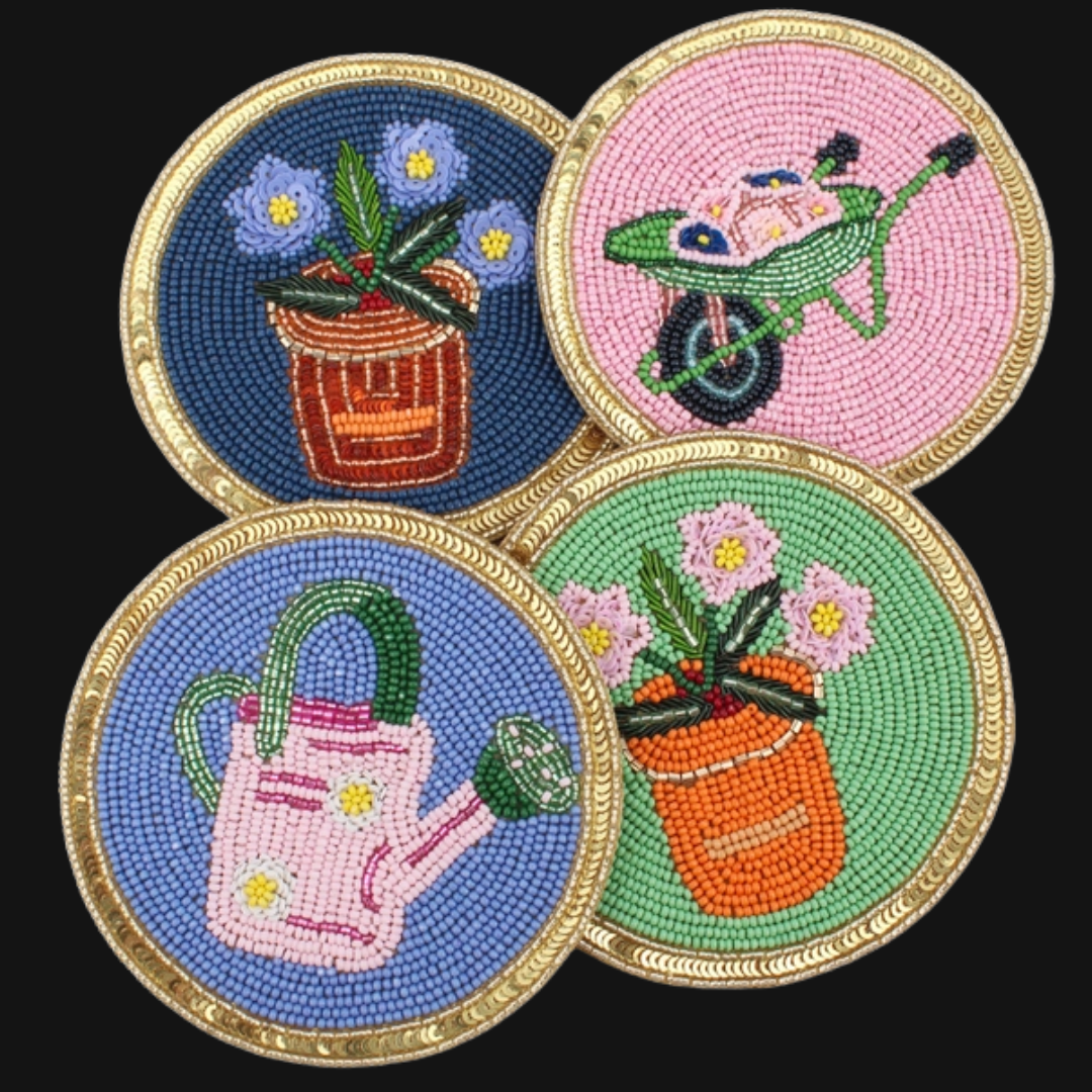 Beaded Gardening Coasters - Set of 4