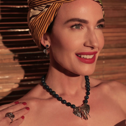 Elephant Head and Lapis Drop Earrings