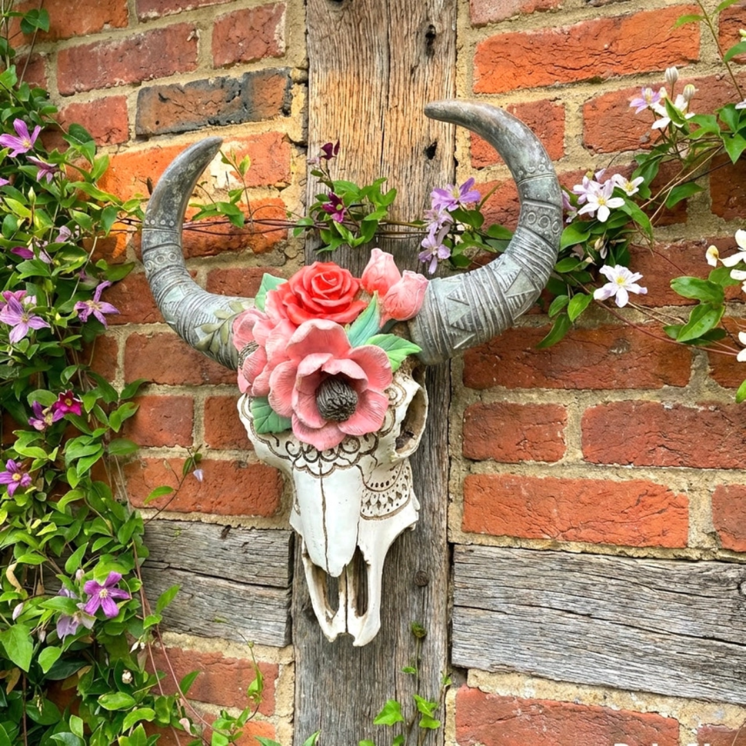 Ram Skull with Flowers Wall Hanging