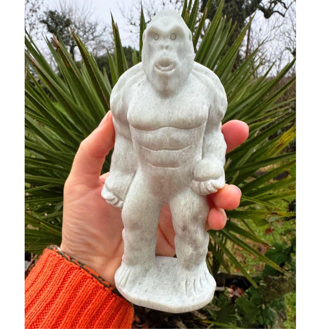Grey Ape Carved Crystal