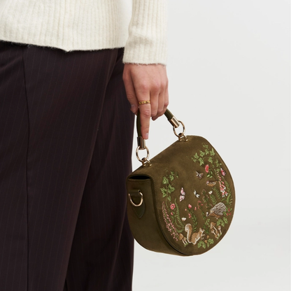 Meadow Scene Embroidered Saddle Bag