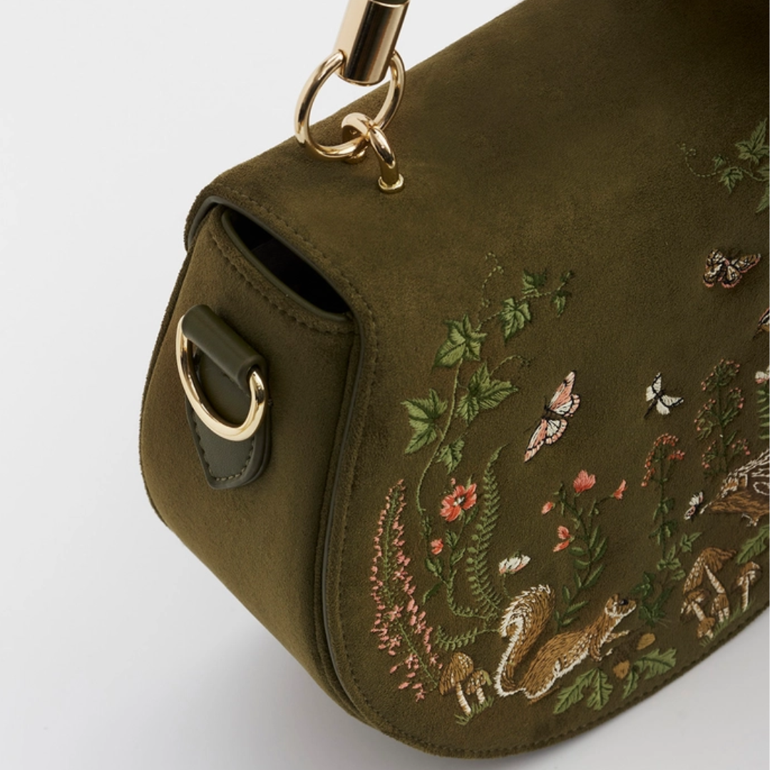 Meadow Scene Embroidered Saddle Bag
