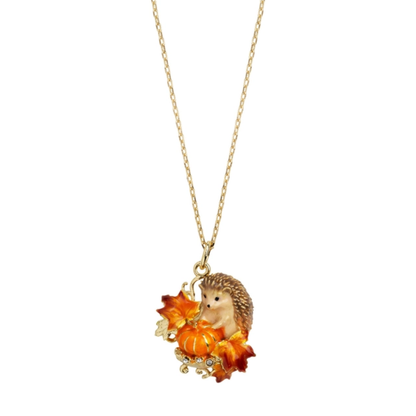 Hedgehog &amp; Pumpkin Necklace