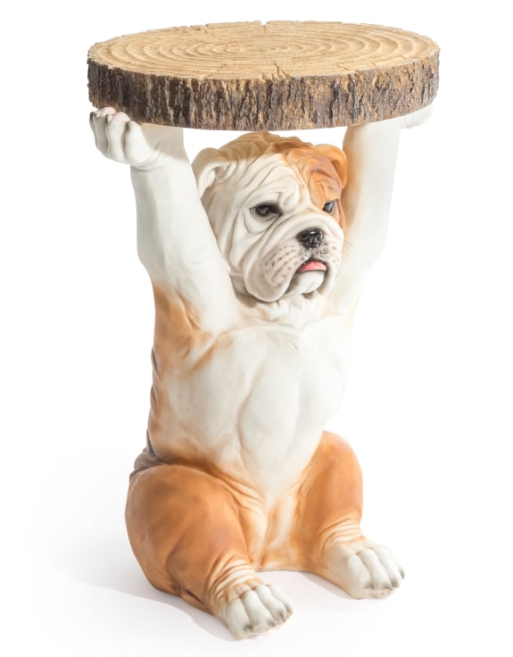 Bulldog &amp; Tree Trunk Side Table