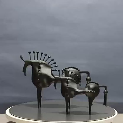 Metal Abstract Horse Sculpture