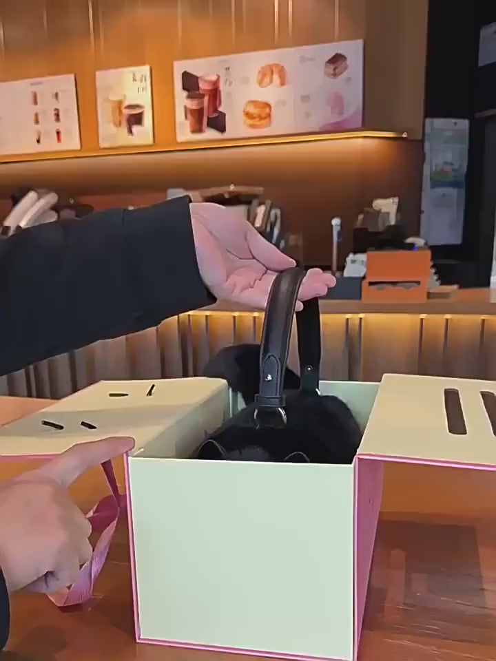 Realistic Black Faux Fur Cat Bag