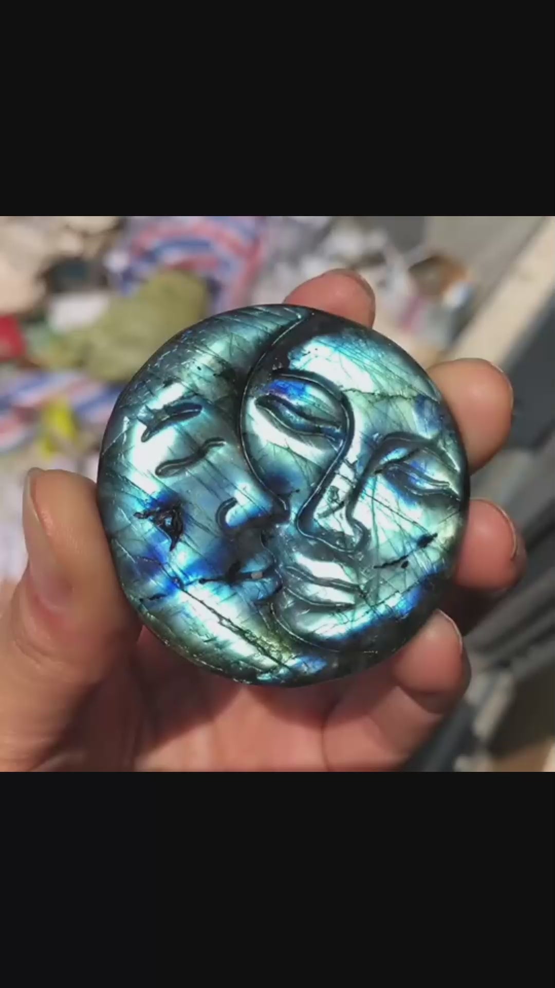 Labradorite Sun &amp; Moon Carving