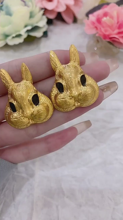 Statement Gold Bunny Earrings