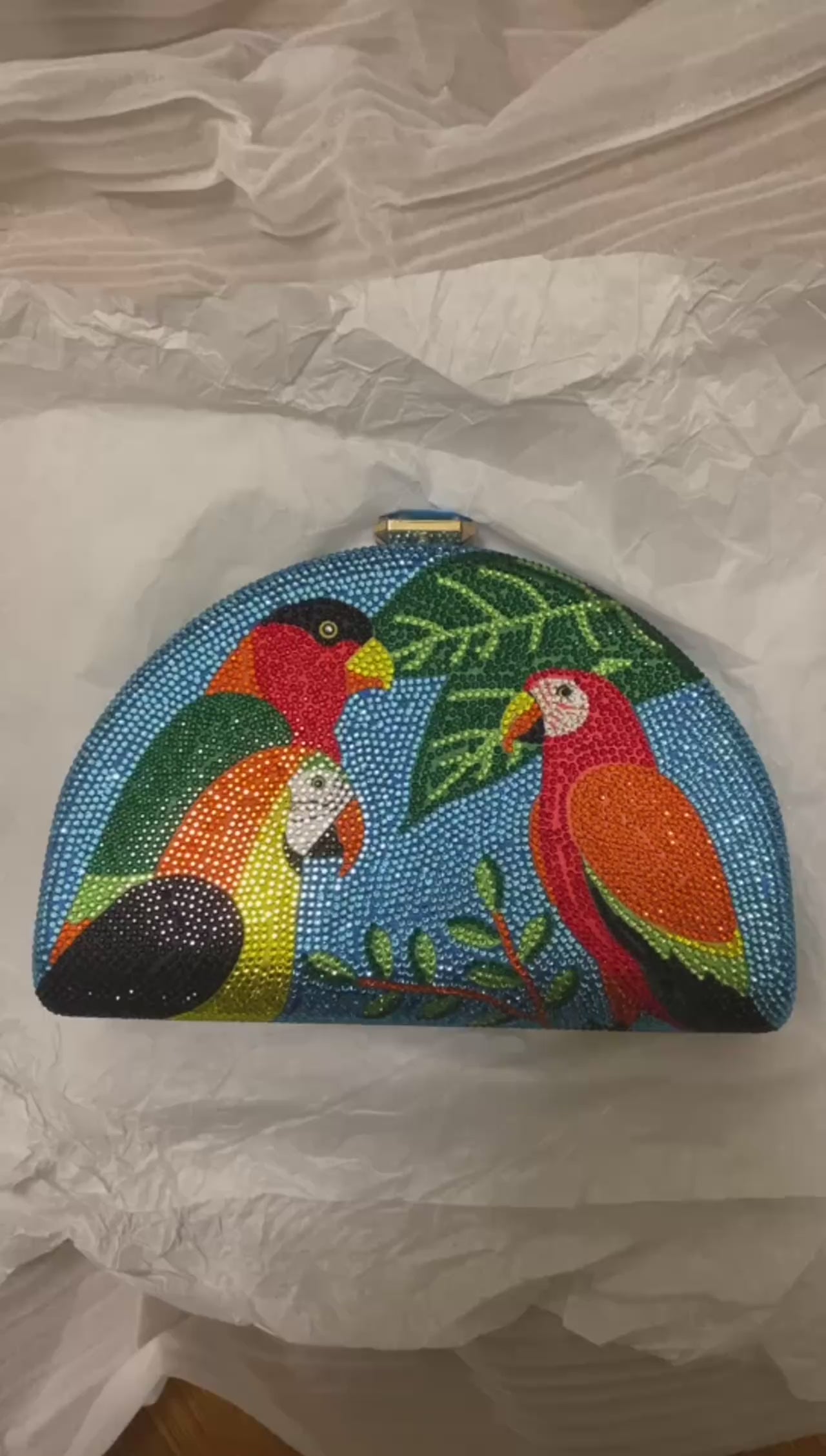 Parrot Crystal Clutch Bag