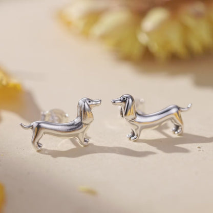 Sterling Silver Dachshund Earrings