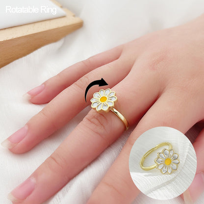Anxiety Relief Rotational Daisy Ring - Floral Fawna