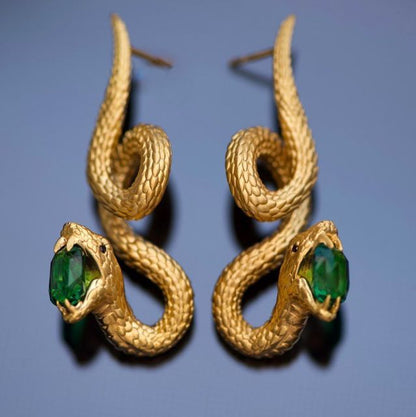 Luxury Gold Snake Earrings - Floral Fawna