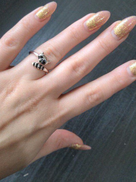 Adorable Raccoon Wrap Ring - Floral Fawna