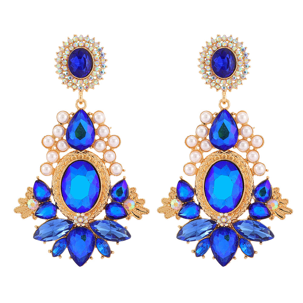 Crystal Rhinestone Chandelier Earrings - Floral Fawna