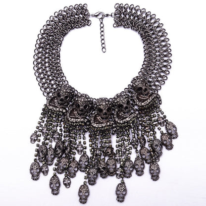Exaggerated Chain Skull Necklace - Floral Fawna