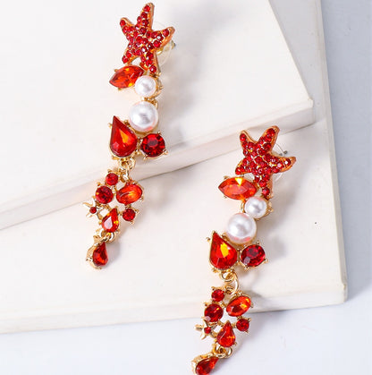 Starfish Crystal Drop Earrings - Floral Fawna