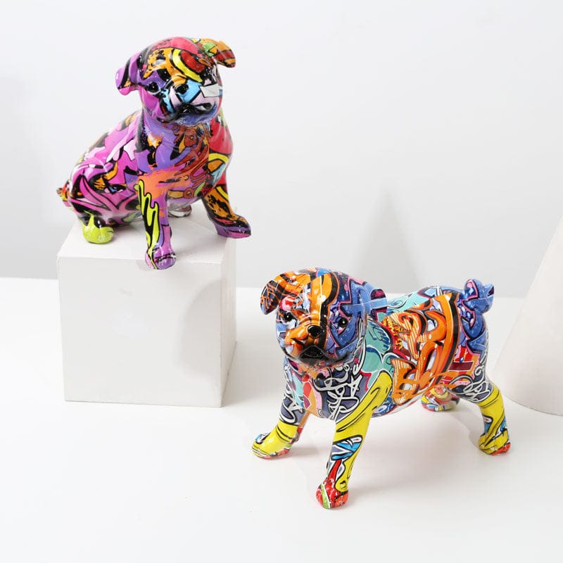 Abstract Pug Sculpture - Floral Fawna