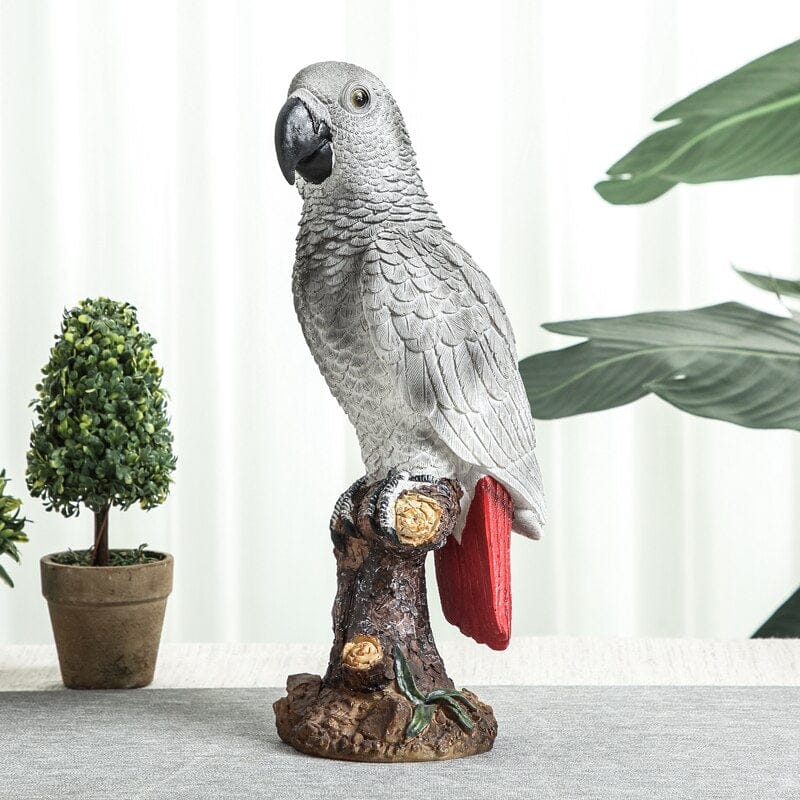 African Grey Parrot Ornament - Floral Fawna