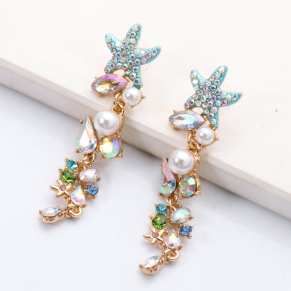 Starfish Crystal Drop Earrings - Floral Fawna