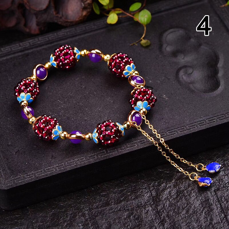 Garnet Stone Pomegranate Bracelet - Floral Fawna