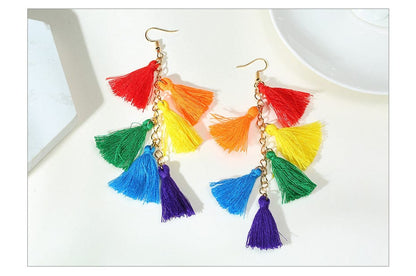 Rainbow Tassel Earrings - Floral Fawna