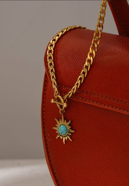Gold Plated Sun Necklace - Floral Fawna
