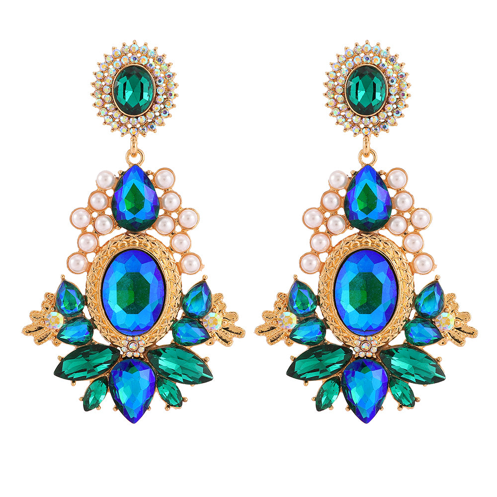 Crystal Rhinestone Chandelier Earrings - Floral Fawna