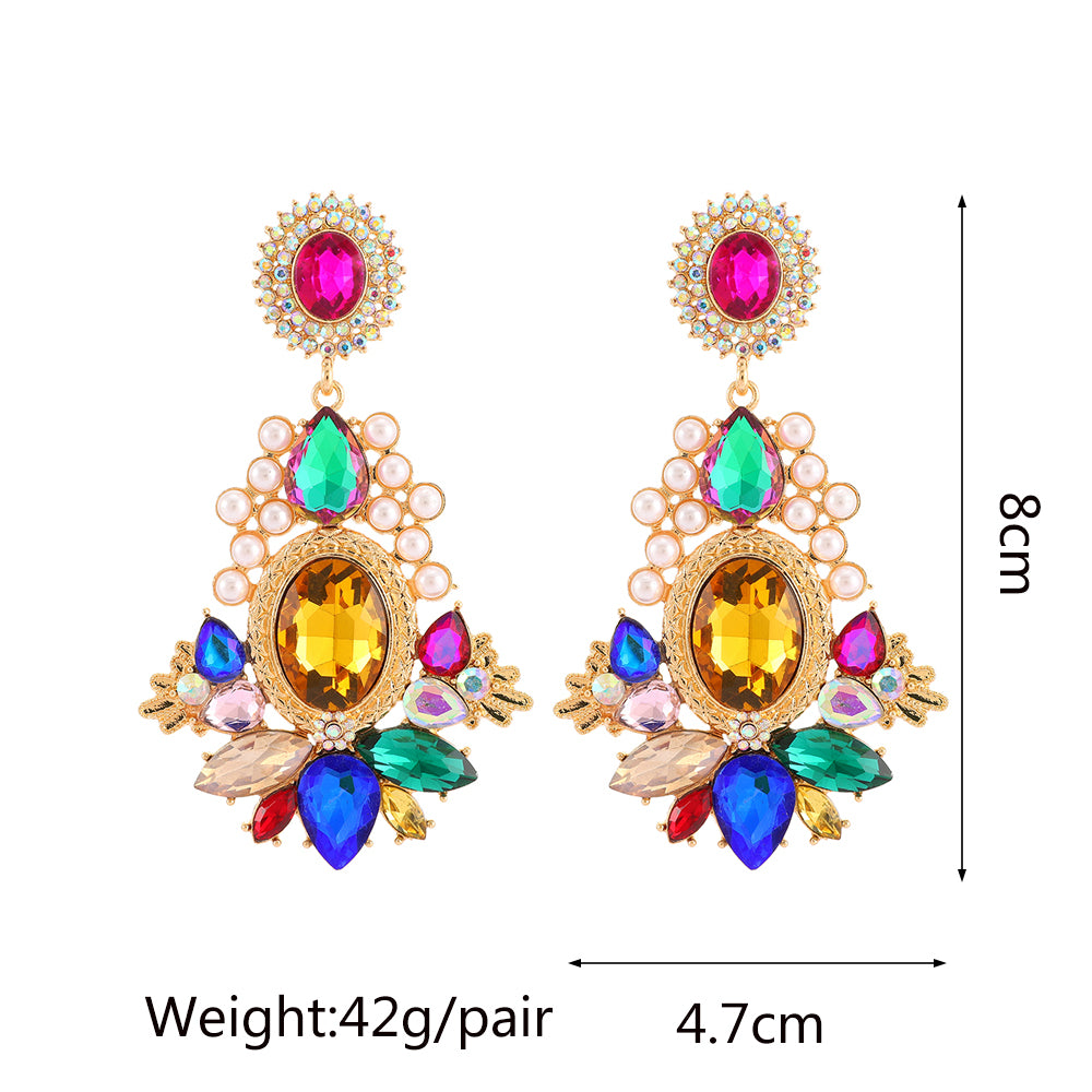 Crystal Rhinestone Chandelier Earrings - Floral Fawna