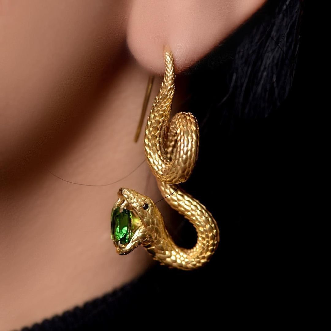 Luxury Gold Snake Earrings - Floral Fawna