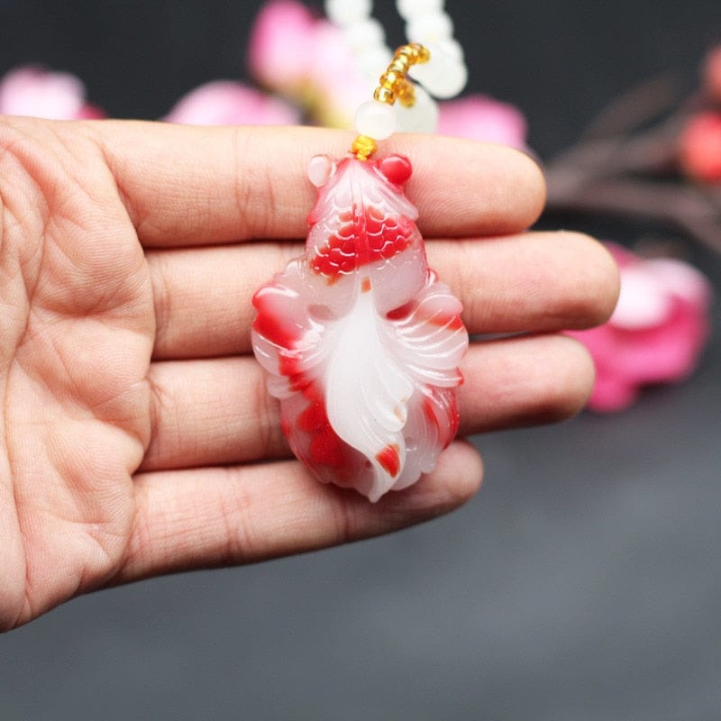 Jade Carved Fish Necklace - Floral Fawna