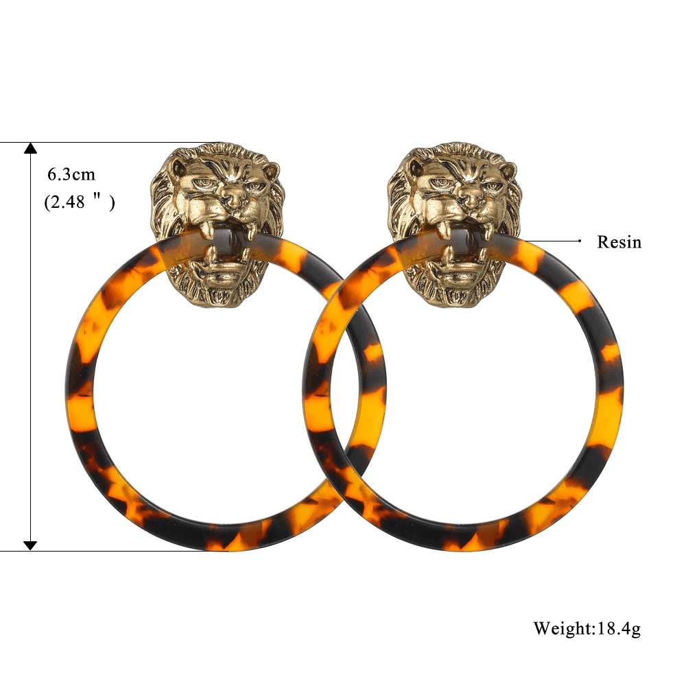 Statement Lion Tortoiseshell Hoop Earrings - Floral Fawna