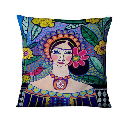 Frida Kahlo Abstract Cushion Cover - Floral Fawna