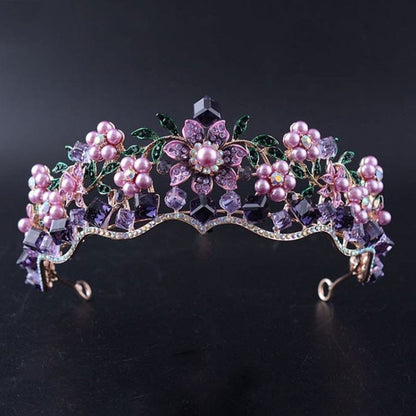 Baroque Purple Bridal Crown - Floral Fawna
