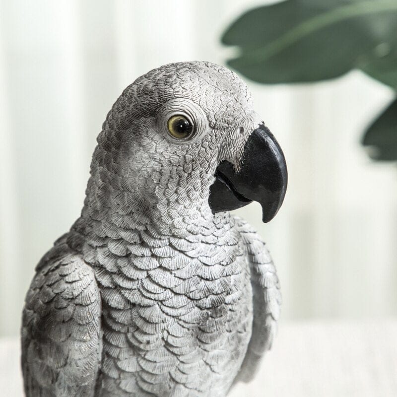 African Grey Parrot Ornament - Floral Fawna