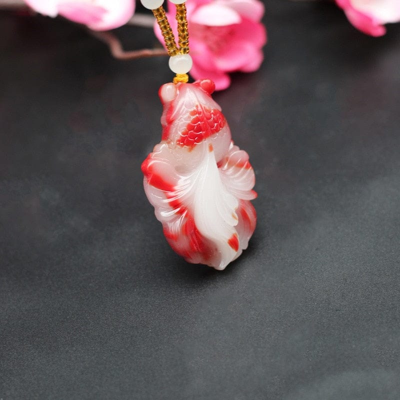 Jade Carved Fish Necklace - Floral Fawna