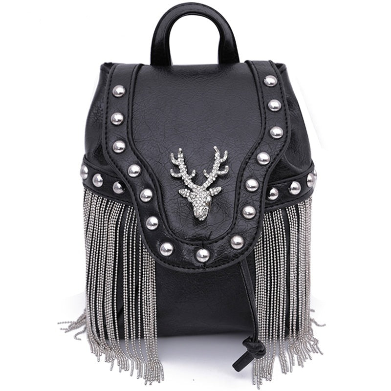 Embellished Stag Tassel Crossbody Bag - Floral Fawna