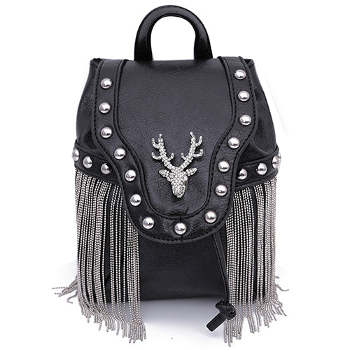 Embellished Stag Tassel Crossbody Bag - Floral Fawna