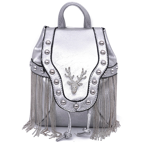 Embellished Stag Tassel Crossbody Bag - Floral Fawna