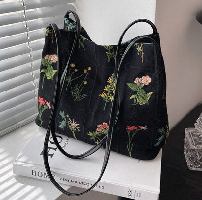 Embroidered Floral Shoulder Bag - Floral Fawna