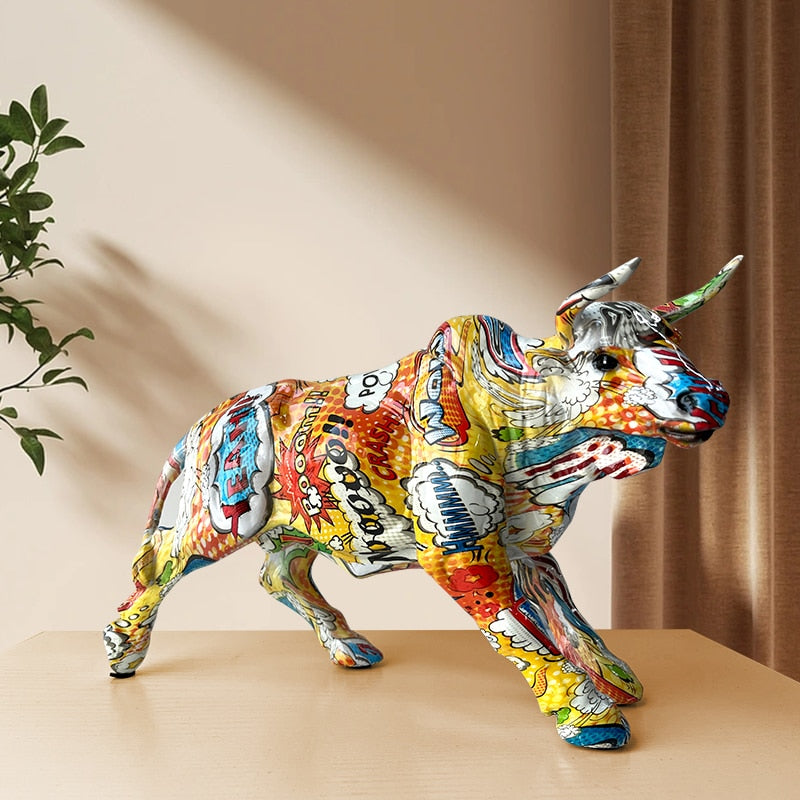 Abstract Bull Sculpture - Floral Fawna