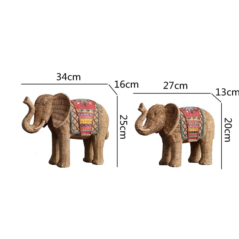 Rattan Elephant Ornament