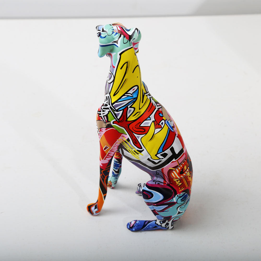 Modern Graffiti Greyhound Sculpture - Floral Fawna