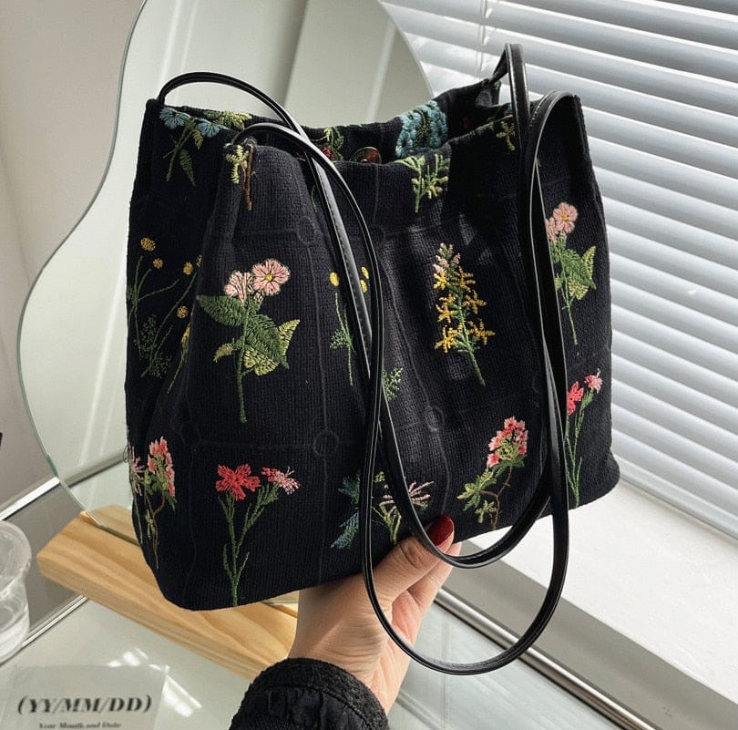 Embroidered Floral Shoulder Bag - Floral Fawna