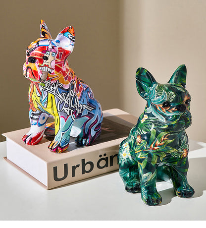 Abstract French Bulldog Statue - Floral Fawna