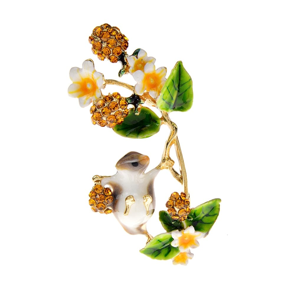 Squirrel Picking Raspberries Brooch - Floral Fawna